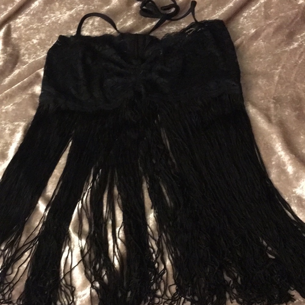 NWOT fringe lace lingerie halter bralette